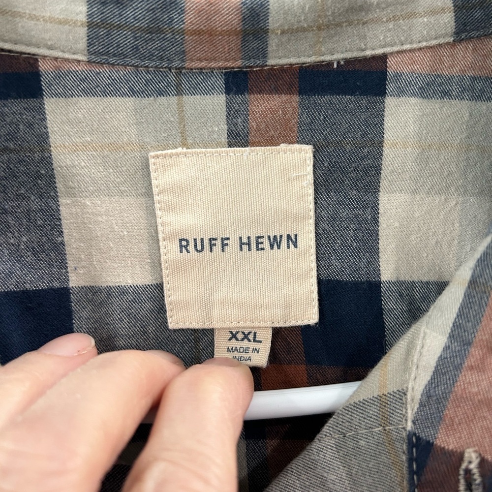 Ruff Hewn Long Sleeve Plaid Button Front Shirt XXL Western Rodeo Cowboy Grunge - Picture 3 of 9